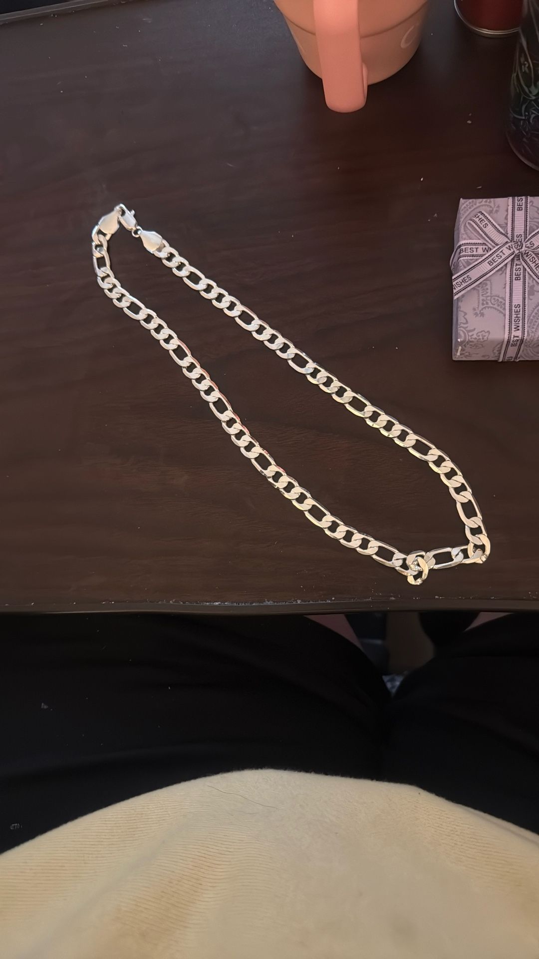 24” 925 Stamped Silver Figero 8 mm Necklace