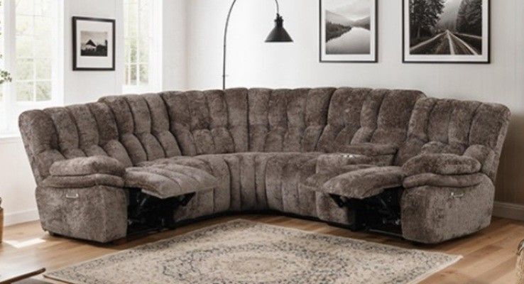 Brand New Brown Super Plush Power Reclining Sectional Sofa
