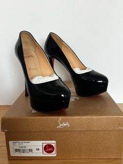 Christian Louboutin DIRIDITTA 130 Black Patent Leather Pumps – Size 36- pre Own