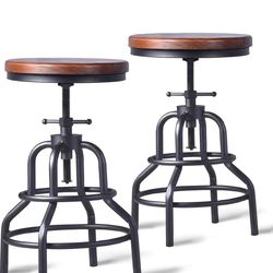 TWO Industrial Bar Stools 15.7"D x 15.7"W x 26.78"H