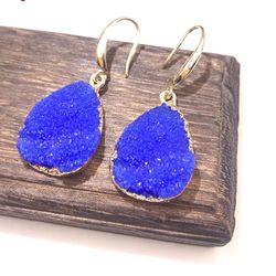 Blue Colorful Water Drop Dangle Earrings