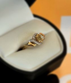 Jewelry 10k solid yellow gold citrine stone 0.50CTW ring sz 7.00