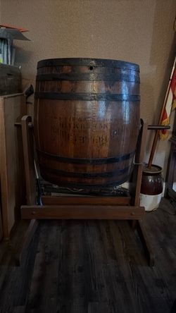 Vintage Wooden Barrel on Rotating Stand belle butter churn