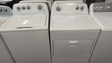 Whirlpool Top Load Washer + Electric Dryer Set – White, Simple Knob Controls