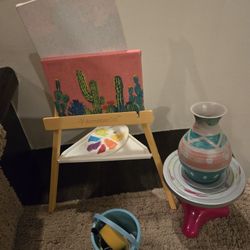 american girl painting and pottery set