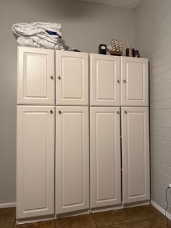 Solid Wood White Cabinets (2)