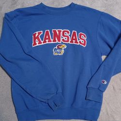Men's Size Small Vintge Tag Kansas Jayhawks Sweatshirt Champion Blue