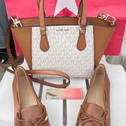 Michael Kors  Taryn Small Signature Logo and Leather Convertible Crossbody Bag NWT  Michael Kors Women's Sutton Moccasin Flat Loafers size 8 NEW (No B