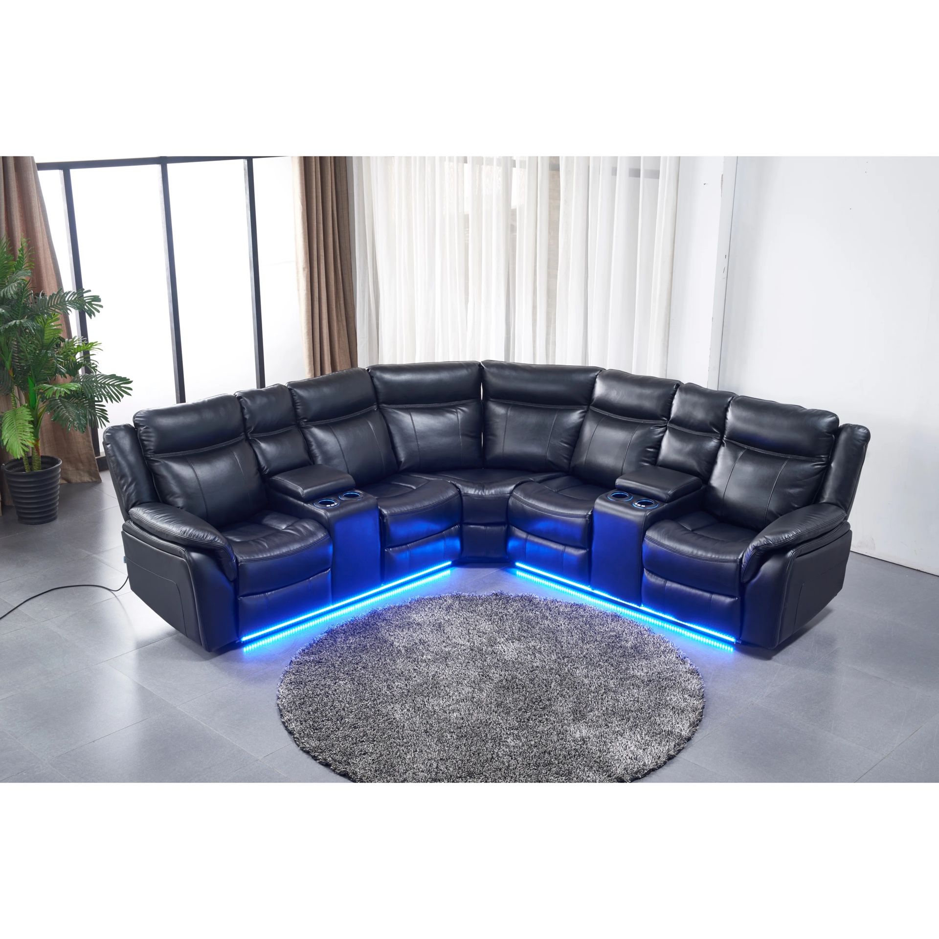 Black Sofa With Blue LED Lights