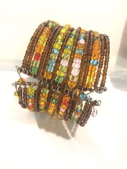 Vintage modern beaded on wire bracelet
