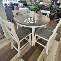 Elegant White And Gray Counter Height Dining Table Set NEW‼️