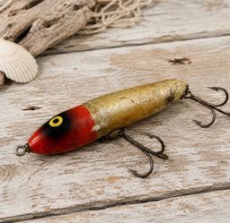 Vintage Heddon Zara-Spook Shiner Red Head Wood Fishing Lure 4¼”