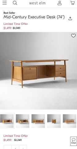 West Elm Mid Century Executive Desk