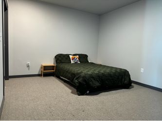 Queen metal bed frame with mattress