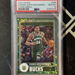 2023 Hoops Giannis Antetokounmpo Hyper Green Color Match /25 PSA 10