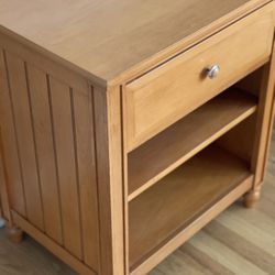 ONE Large Wooden Nightstand with Beadboard Detail, Single Drawer