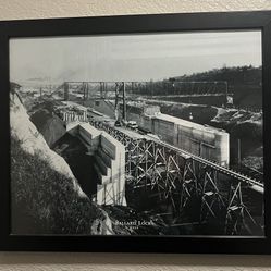 Historic Seattle: Framed 1915 Ballard Locks Construction Photo