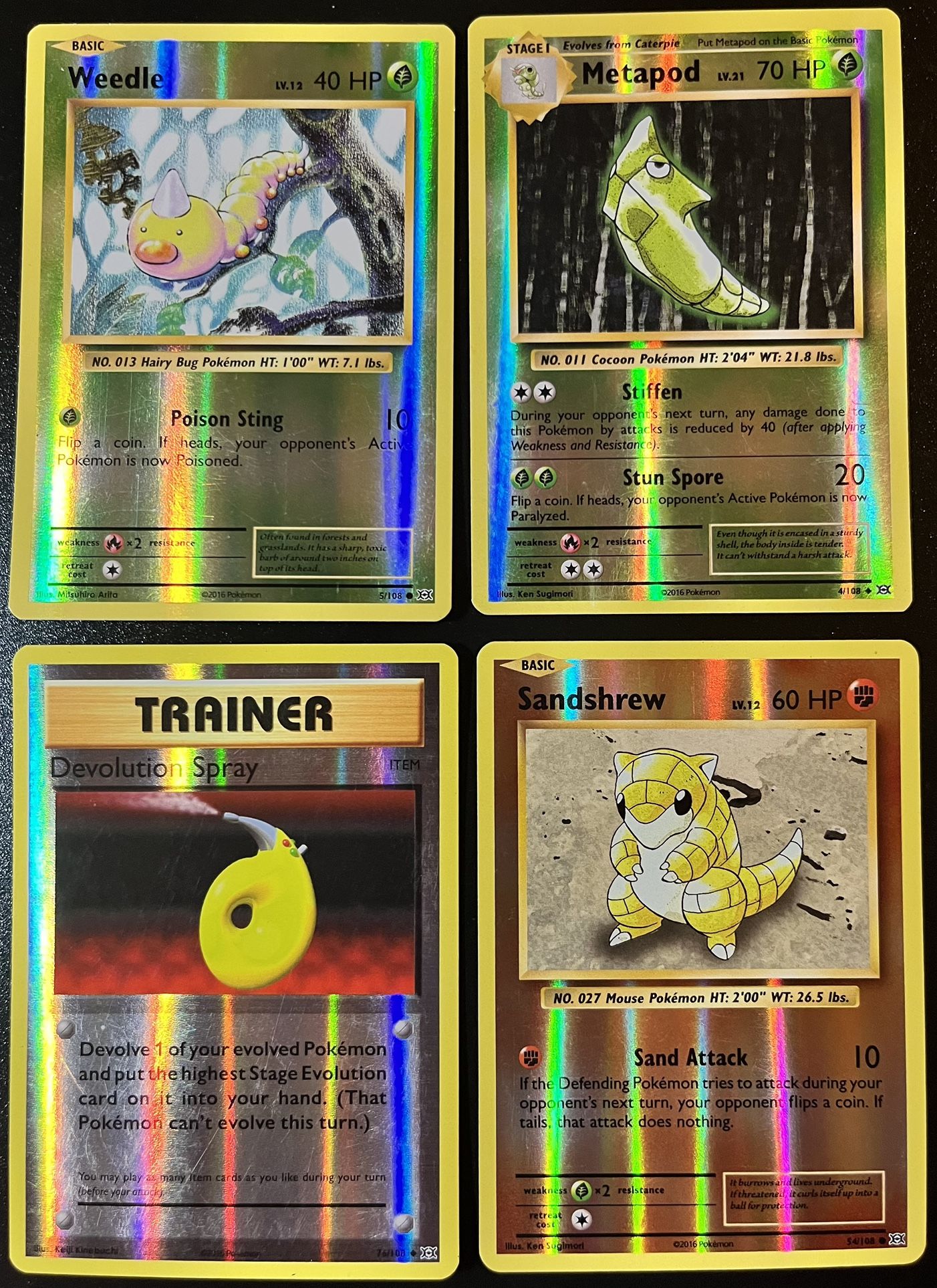 4 Pokemon Evolutions Reverse Holo Excellent Condition (selling as a set)