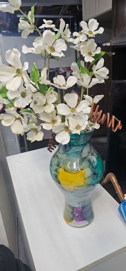 Abstract Multi-Color Glass Vase