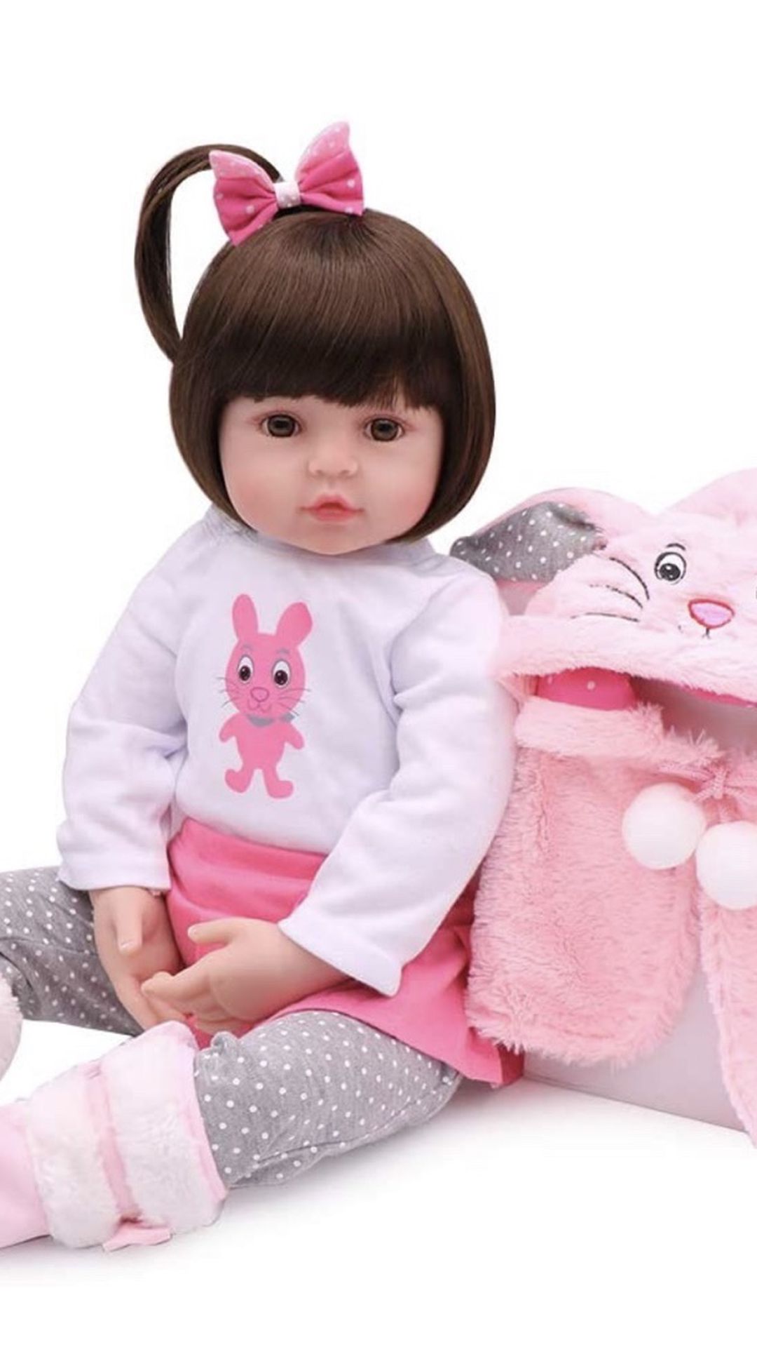 Lifelike Reborn Baby Dolls, 18 inch Realistic Weighted Reborn Baby Girl Toddler Girls Rabbit Toy Gift Set