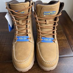 Goodyear Penn St Men's Steel Toe Work Boots Size 7 Wheat Brown GY207728 New