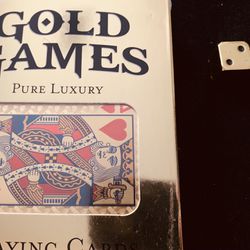 Gold Color Playing Cards And Metal Dice 
