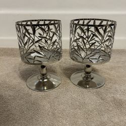 Silver Metal Candle Holders, Set Of 2, By: Bath & Body Works ( New)