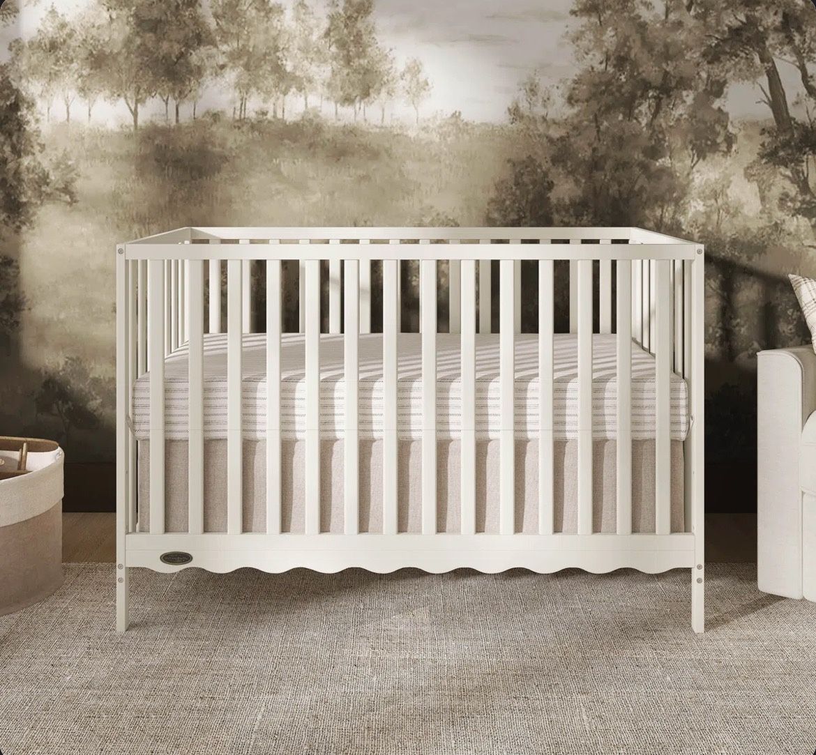 5-in-1 Convertible Crib – Dream On Me Synergy Wave in Cannoli Cream | Greenguard Gold Certified Baby Crib