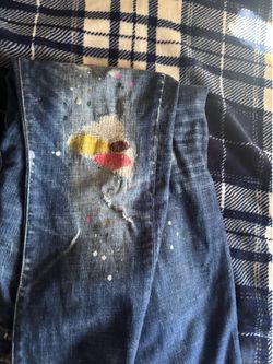 Purple Brand Dark Wash Paint Splatter Distressed Jeans