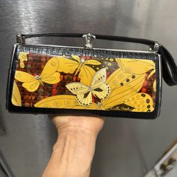 Beautiful Vintage Debbie Brook Hard Case Clutch, Cristal’s On Butterflies, Great Condition. 