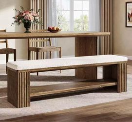 YT0061 new assembled 63" Solid Wood Entryway Bench, Modern Upholstered End of Bed Bench