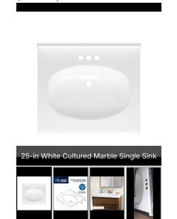 25-in White Cultured Marble Single Sink
