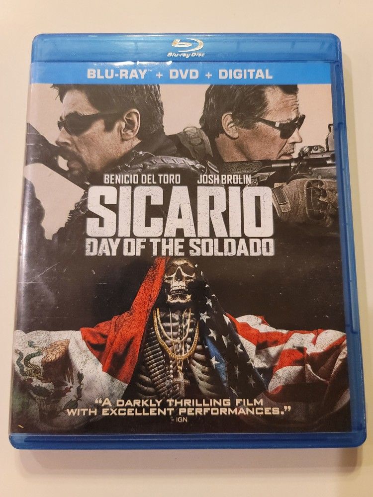 $5 BLU RAY. SICARIO: DAY OF THE SOLDADO. $5 OR TRADE FOR A MOVIE TITLE I DO NOT ALREADY OWN. BLU RAY ONLY NO DIGITAL .