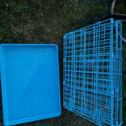 Light Baby Blue Dog Cage With Tray