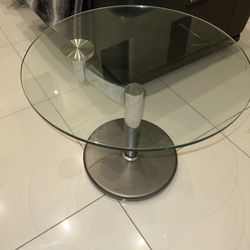 Gray modern side glass end table furniture decor accent house living room round small night stand