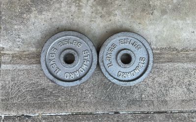 25lb Olympic 2" weight plate set plates weights 25lbs 25 lb lbs Cast Iron Pair for Barbell Bar