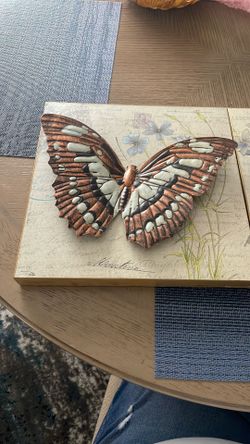 Two Picture 3D Metal Raised Butterflies