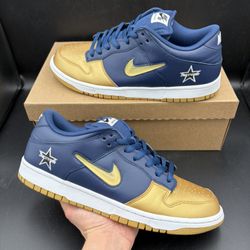 Size 10.5 - Nike SB Dunk Low Pro Supreme Jewel Swoosh Blue Gold White 2019