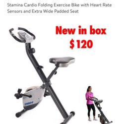 New in box Stamina Cardio Folding Exercise Bike with Heart Rate Sensors and Extra Wide Padded Seat $120 cash only East Palmdale 
