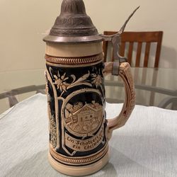 Vintage Germany 0.5L Beer Stein With Pewter Lid