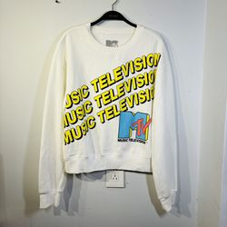 MTV Music Television Women's White Pullover Sweater Size Large 