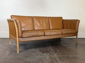 Vintage 1970s Danish Leather Sofa