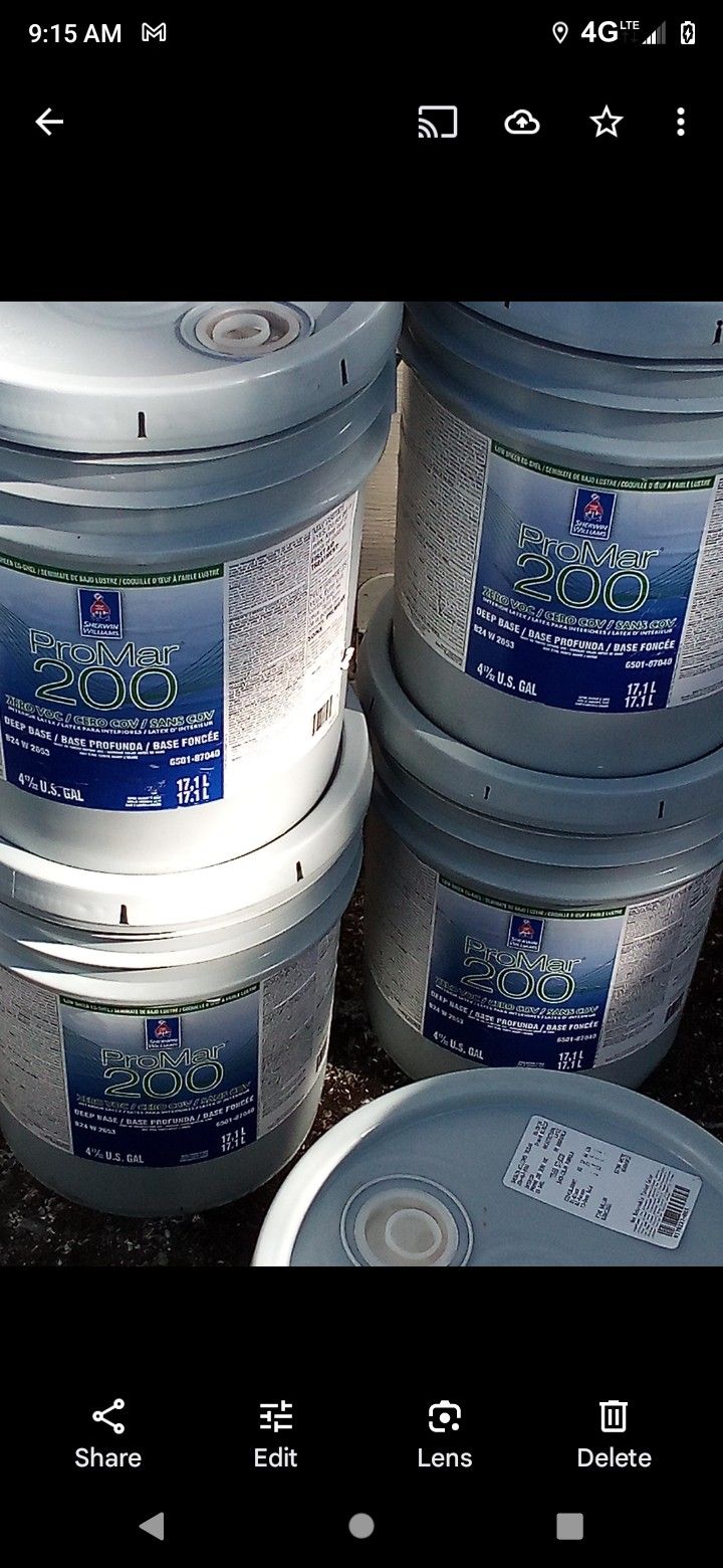 20 Gallons Of Sherwin Williams Interior Promar200 Paint for Sale in