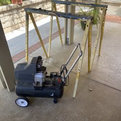 Air Compressor And Sawhorses