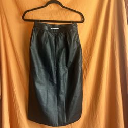 100% Leather Vintage Midi Skirt