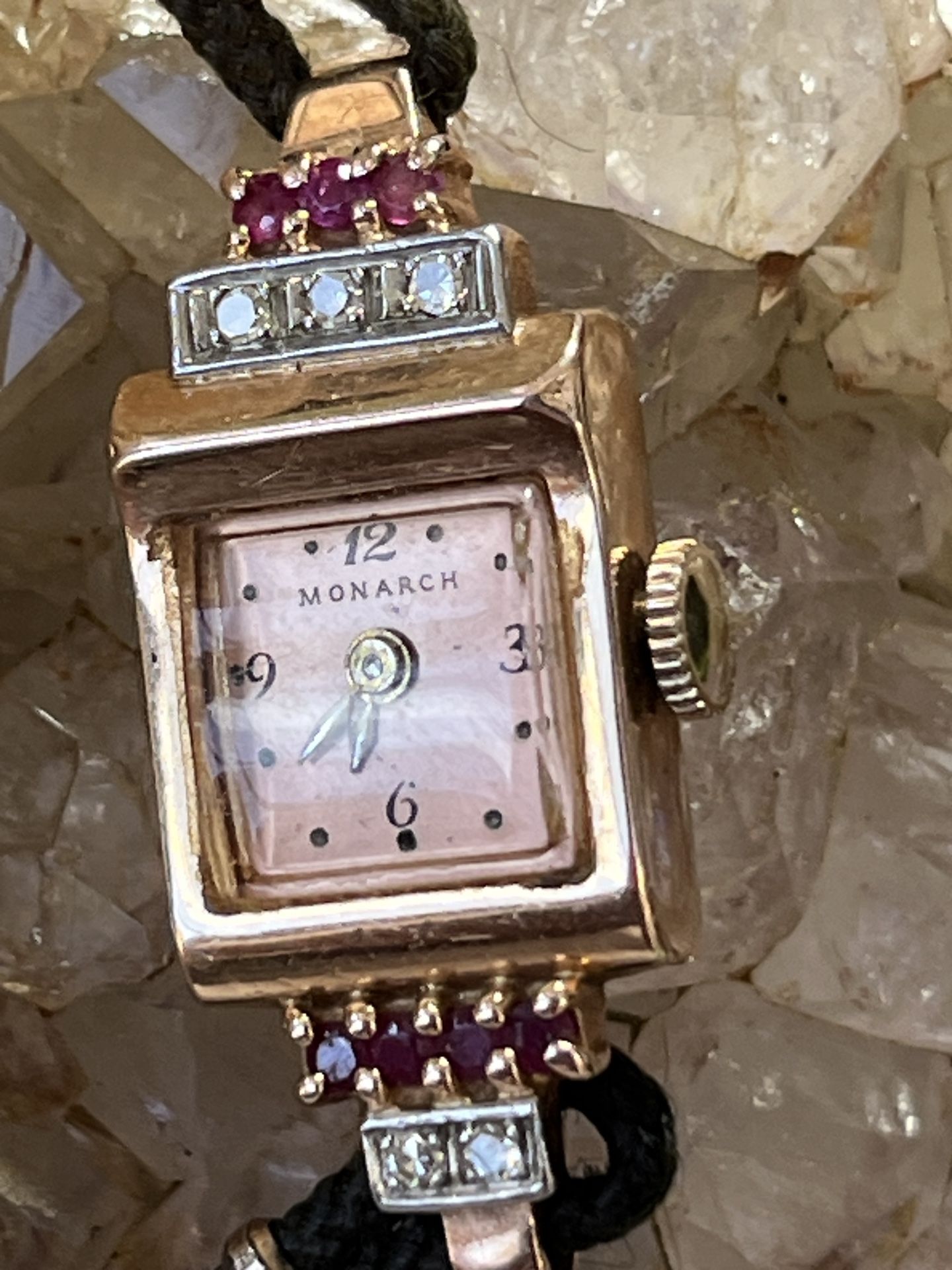 Ladies Rose Gold, Vintage Watch With Ruby And Diam0Nds2