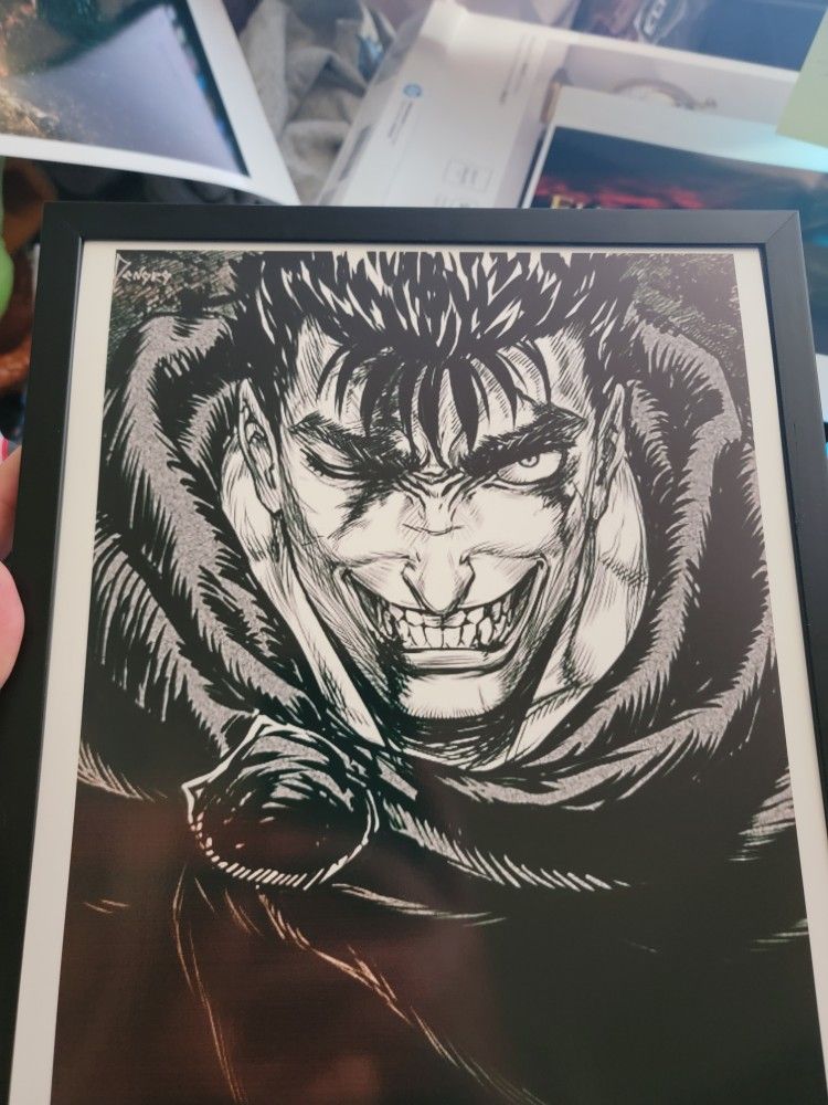 Berserk Guts Manga 8x10 Framed Art Ready To Hang Face Shot