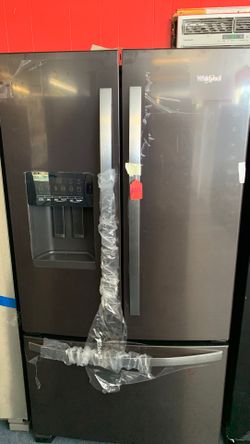 Nearest scratch N Dent Whirlpool 25 ft.³ black stainless French door refrigerator one year warranty