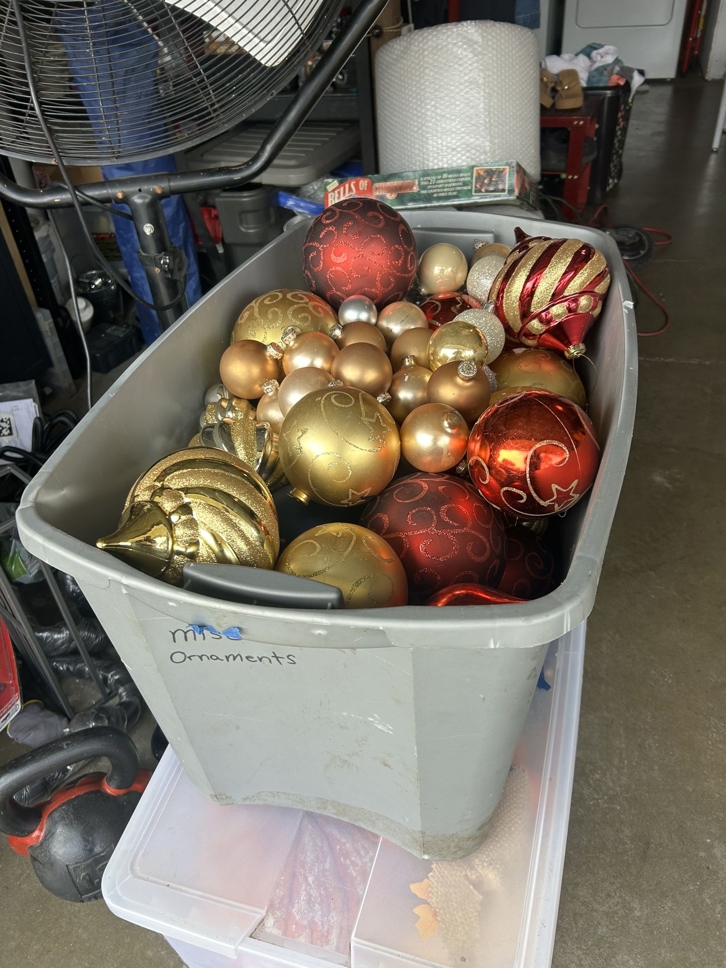Bin Of Large Christmas Ornaments