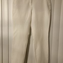 White House Black Market Cream White Pants Womens Slim Ankle Size 6 Zip Button Hook Pockets Stretch Work